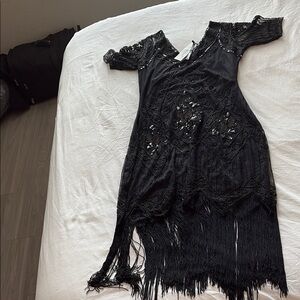 ASOS Black Sequin High Low Dress